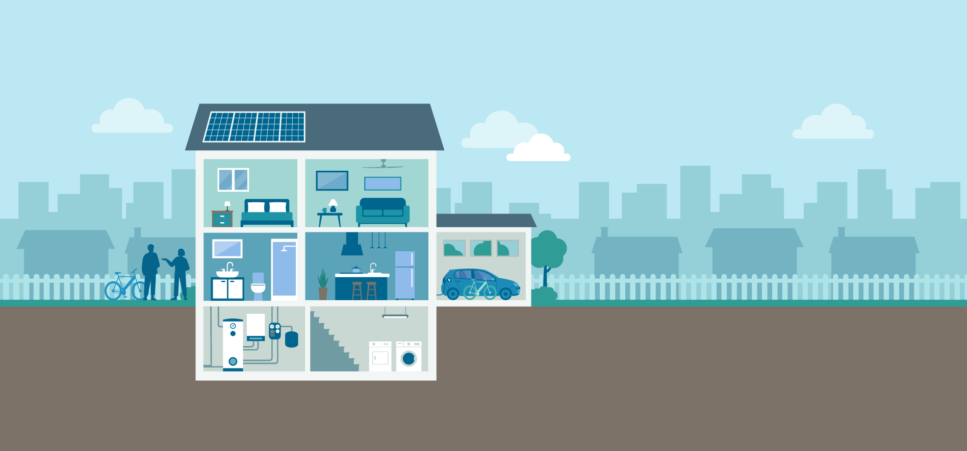 A graphic of a house showing potential energy efficiency